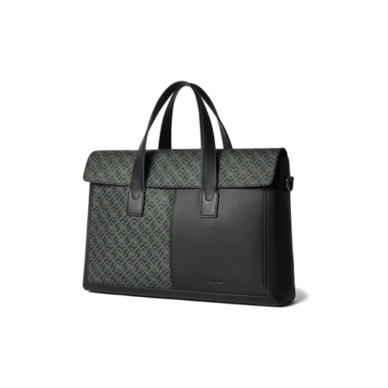 PIERRE CARDIN Cow Leather Shoulder Bag, Crossbody Bag, Handbag, Briefcase Tubas Men's Black & Gray-1