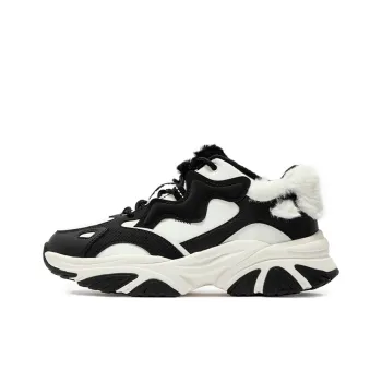 361° Anti Slip And Wear Resistant Warm Mid Top Casual Shoes Women's White Black