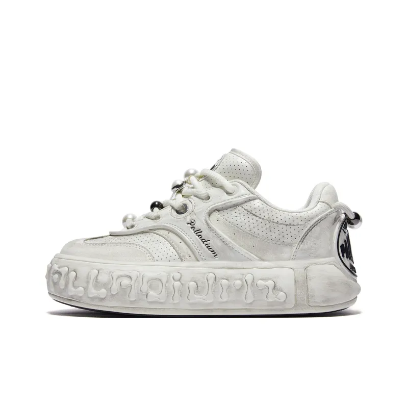 Palladium Abrasion Resistant Slip Resistant Low Top Skateboard Shoes Women's White-0