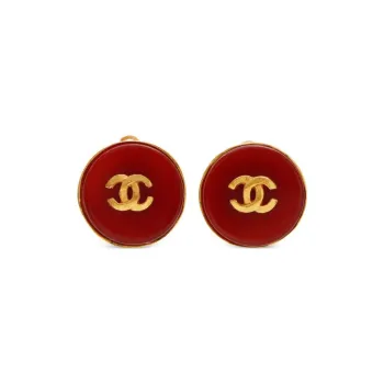 CHANEL Cc Button Clip on Earrings