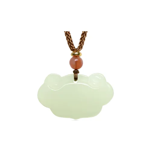 MARY WINDSOR Hetian Jade Peaceful Ruyi Lock Pale Greenish White Jade Unisex