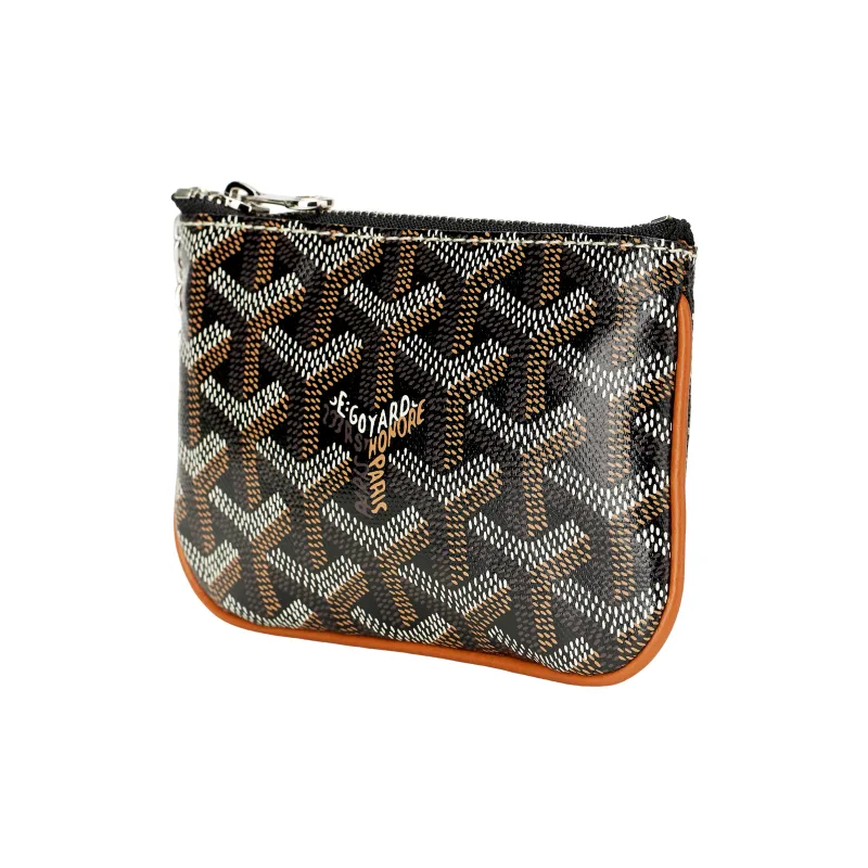 GOYARD Canvas With Calfskin Key Pouch Nano Unisex Black & Brown-2