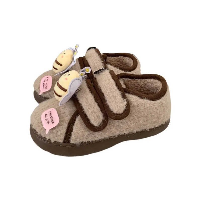 Thin Strips Cotton Slippers Women's, Light Brown, Home Slippers-12