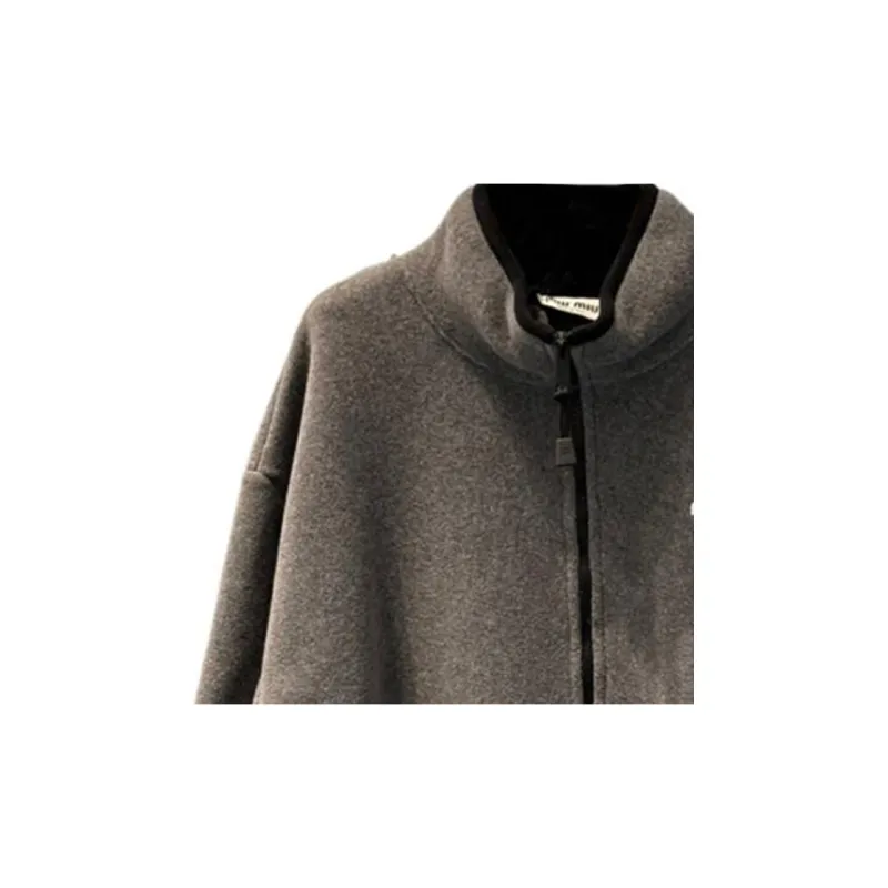 MIU MIU Fleece Zip Sweatshirt 'Grey' - POIZON
