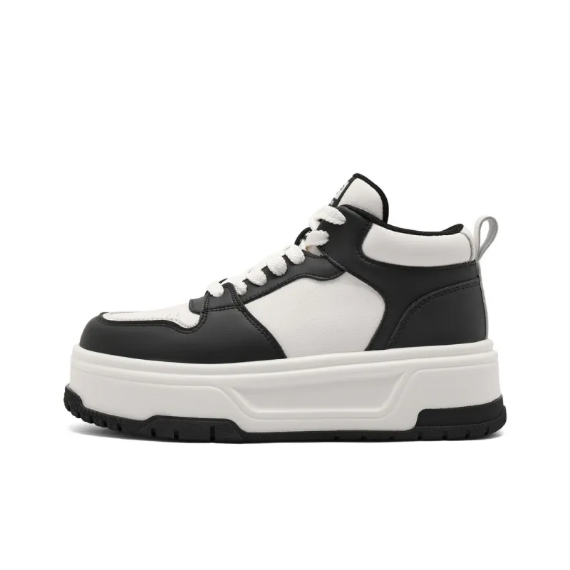 BELLE Height Increasing Wear-Resistant Slip-Resistant High-Top Skateboard Shoes Women's Gray Brown Black-16