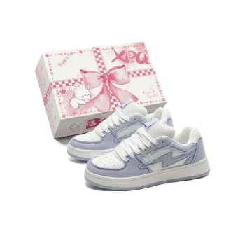 XPQ Anti Slip And Wear Resistant Breathable Low Top Skateboard Shoes Unisex White Blue