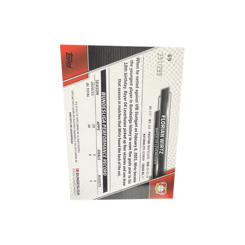 Topps Bundesliga CHROME Germany Leverkusen Veltins 299 Pc Star Card Product Access Sports Cards 1 Pc-1