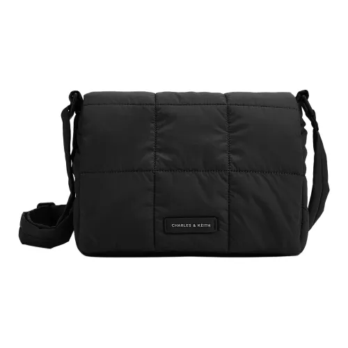 CHARLES&KEITH Nylon Cloud Bag Crossbody Bag Medium Size Women's Jet Black/Grey Gray
