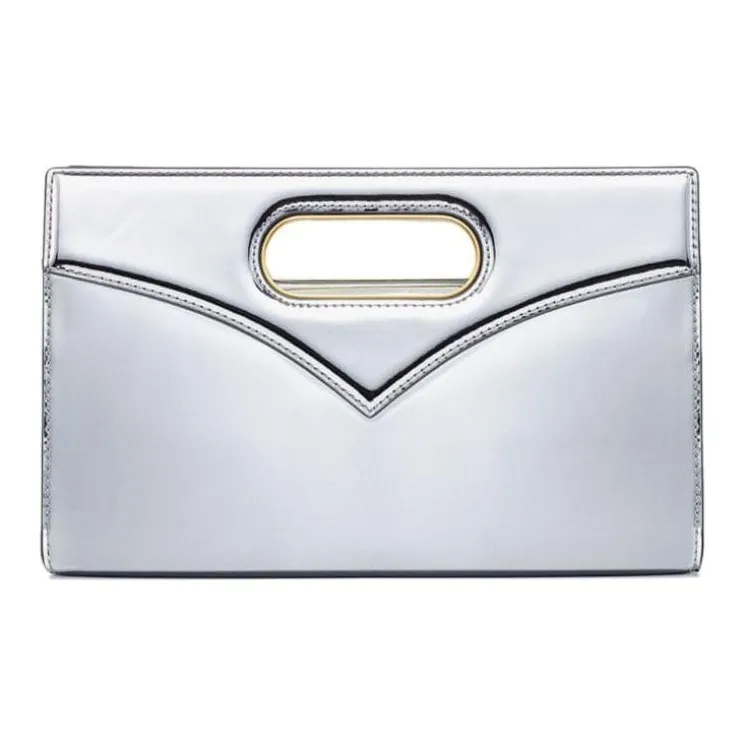 MCM Calfskin Shoulder Bag Crossbody Bag Handbag Small Size Women's Silver-2