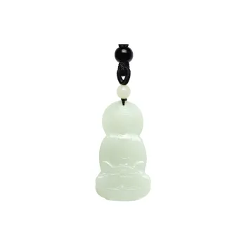 MARY WINDSOR Lotus Guanyin Bodhisattva Jade Pendant Pale Greenish White Jade Unisex
