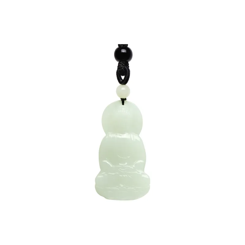 MARY WINDSOR Lotus Guanyin Bodhisattva Jade Pendant Pale Greenish White Jade Unisex-0