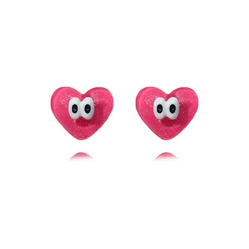 Muyan Alloy Peach Red Heart Stud Earrings Women's-0