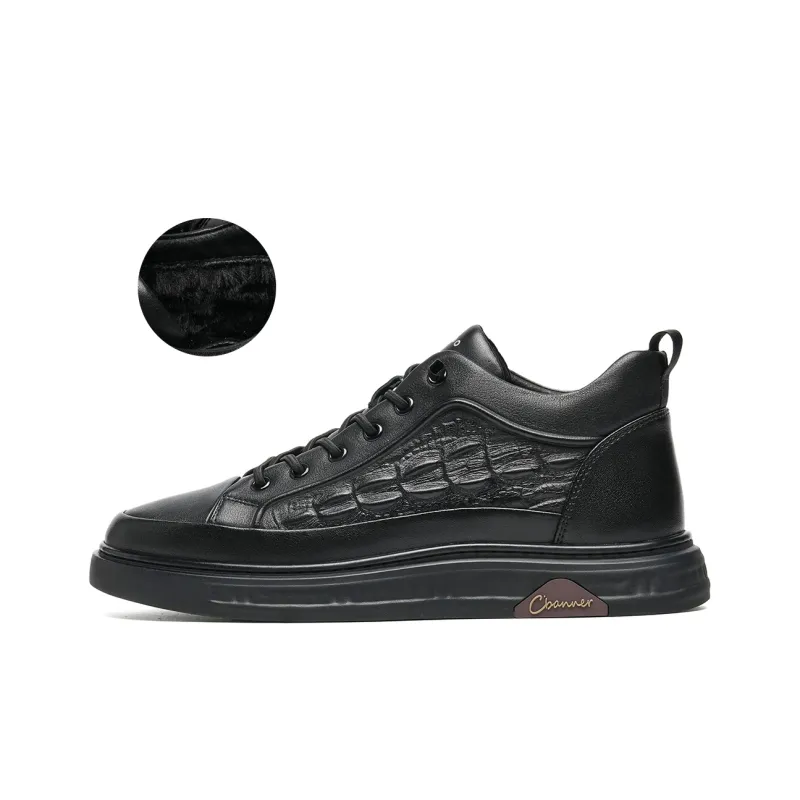 C°BANNER Mid Top Skateboard Shoes Men's Black Plus Size-0