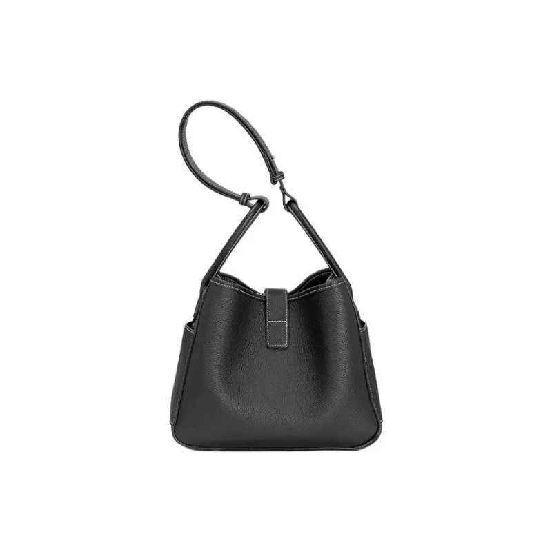 ROBERTA DI CAMERINO Cow Leather Shoulder Bag Large Size Women's Elephant Gray/Elegant Black-5
