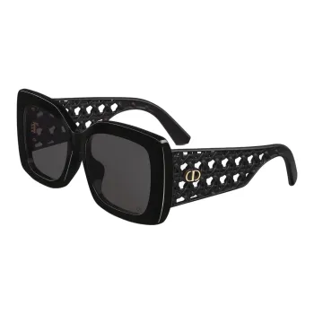 DIOR Acetate Polyamide Resin Square Sunglasses Women's Black