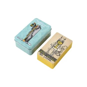 JIUFEN Wite Iron Box Tarot Set Full English Foil Gilded Oracle Cardstock With User Manual Board Games