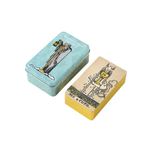 JIUFEN Wite Iron Box Tarot Set Full English Foil Gilded Oracle Cardstock With User Manual Board Games