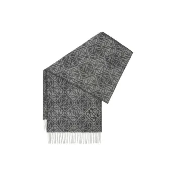 LOEWE Wool Knit Scarves Unisex Dark Gray