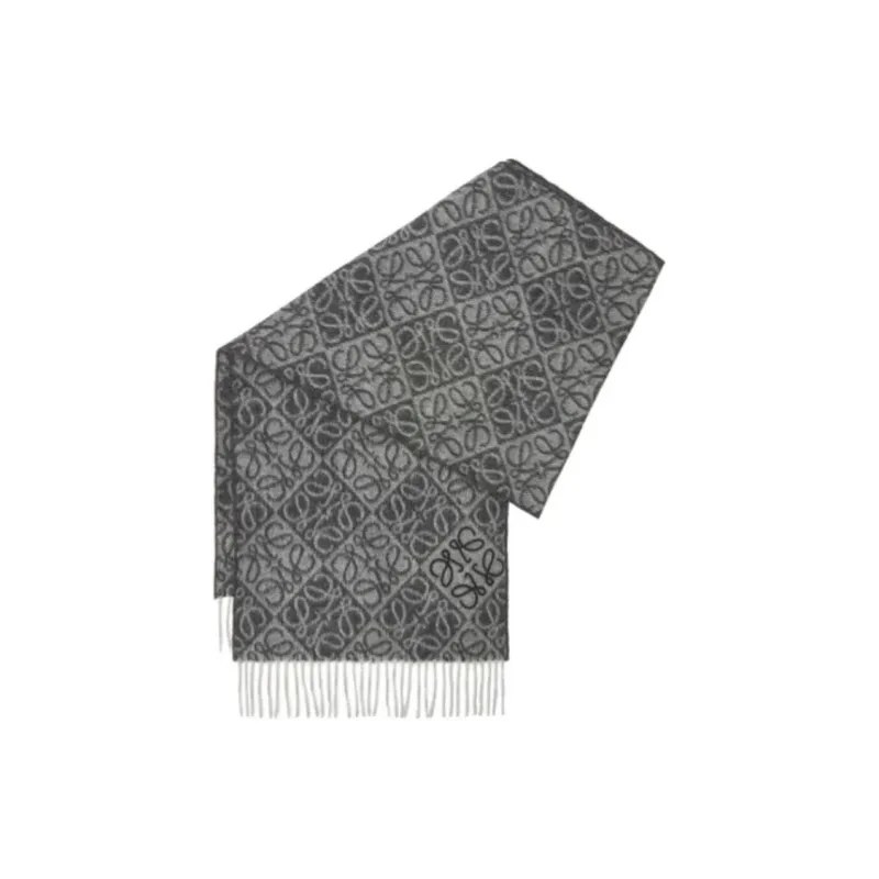LOEWE Wool Knit Scarves Unisex Dark Gray-0