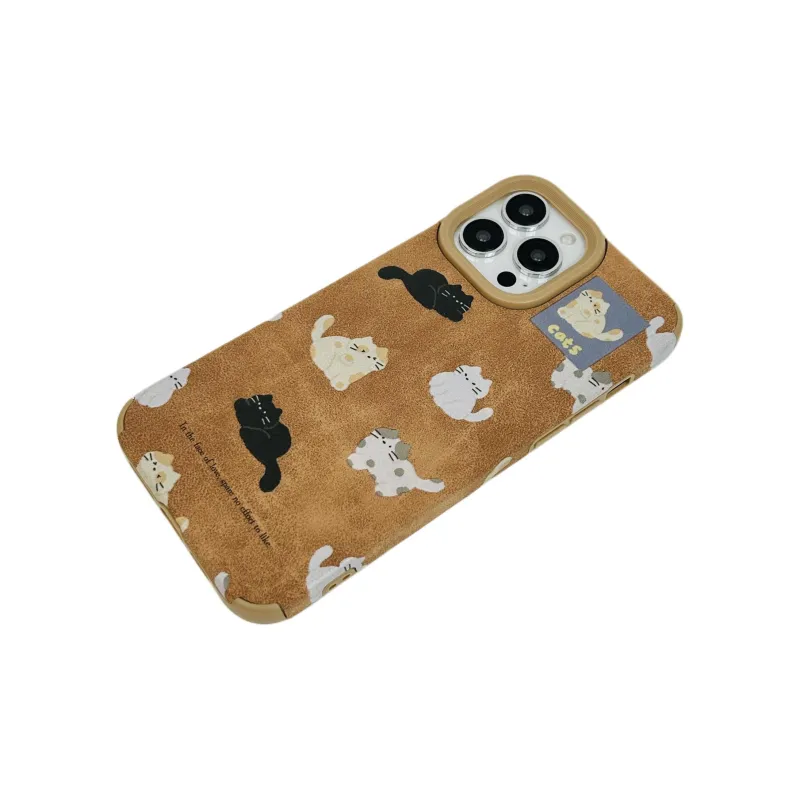 Wei Xin TPU Material Brown Bottom Lying Cat Phone Cases Compatible With IPhone 16/15 Pro Max/Apple 13/14 Pro Max/12-7