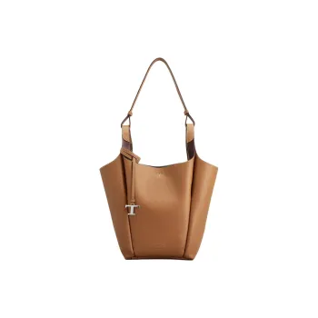 TOD'S Timeless Cow Leather Bucket Bag, Handbag, Shoulder Bag Trumpets Women's Brown