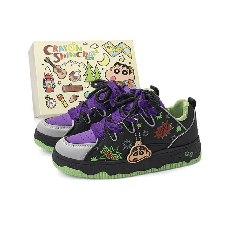 Crayon Shinchan Lightweight Breathable Height Increasing Low Top Skateboard Shoes Unisex-45