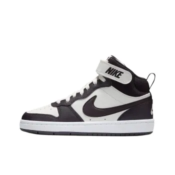 Nike Court Borough 2 Anti Slip Wear Resistant Mid Top Kids' Skateboarding Shoes White Red Teenagers