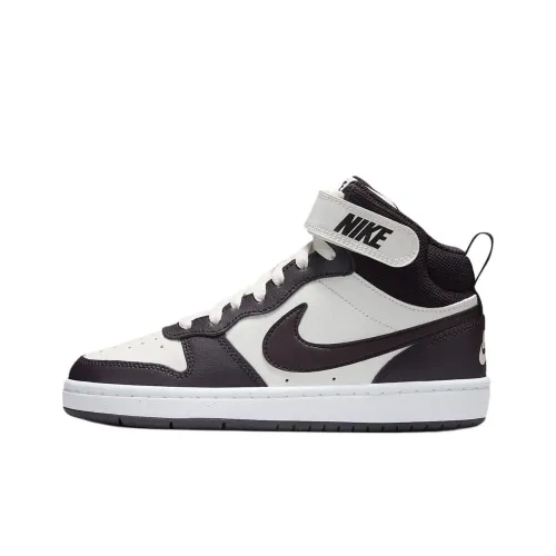 Nike Court Borough 2 Anti Slip Wear Resistant Mid Top Kids' Skateboarding Shoes White Red Teenagers