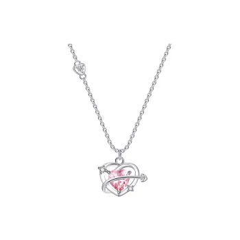 LIANDUO S925 Silver Necklaces Women's Pink