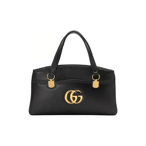GUCCI Arli Leather Tote Bag, Shopping Bag, Shoulder Bag, Handbag Large Size Unisex Black