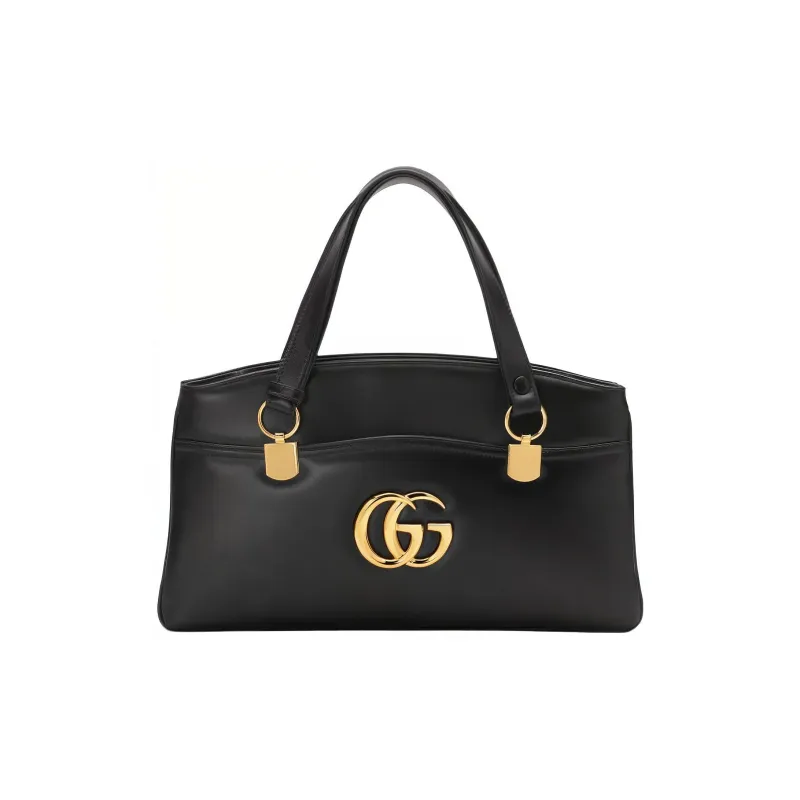 GUCCI Arli Leather Tote Bag, Shopping Bag, Shoulder Bag, Handbag Large Size Unisex Black-0