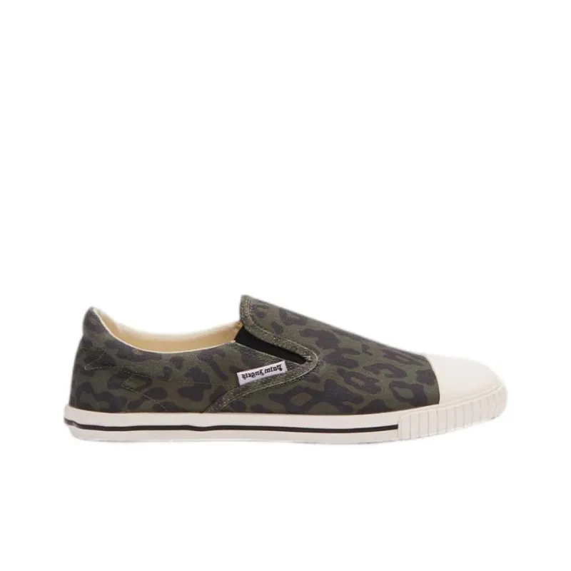 PALM ANGELS Low Top Canvas Shoes Men's Army Green-1