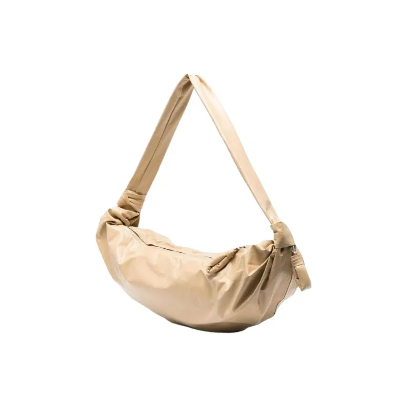Lemaire Croissant Series Cow Leather Croissant Bag, Shoulder Bag, Crossbody Bag Large Size Unisex Shell Beige-4