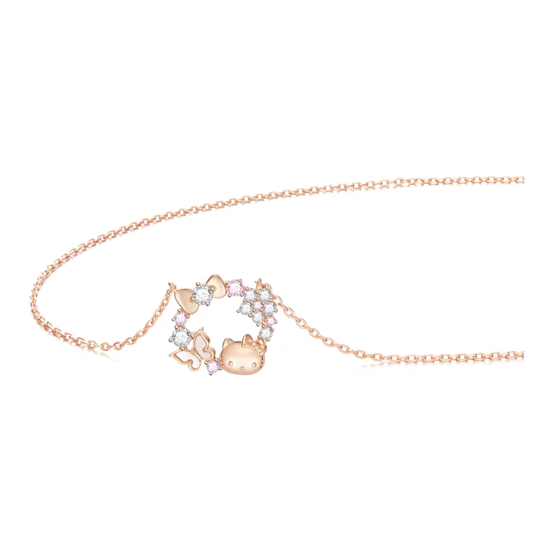 TIDECOLOR Hello Kitty S925 Silver Sterling Silver Necklace Women's Rose Gold-2