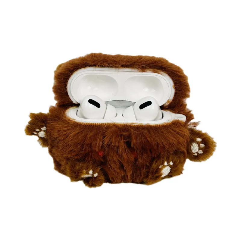 Sopi Compatibility With Apple AirPods 4/2/3/4th Generation/AirPods Pro/Pro 2 Plush Bear Brown White Headphone Cases-4