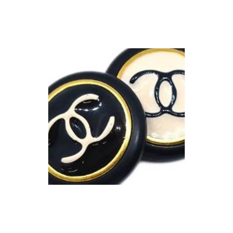 CHANEL 1997 Cc Button Clip on Earrings-2