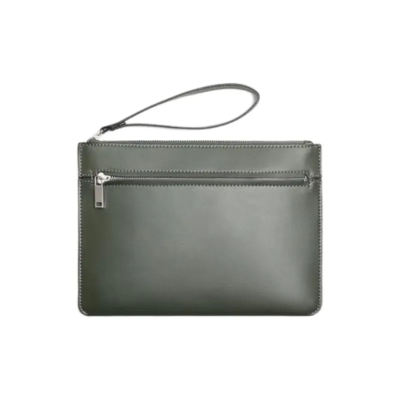ZARA Polyurethane Envelope Bag Clutches Men's Green-0