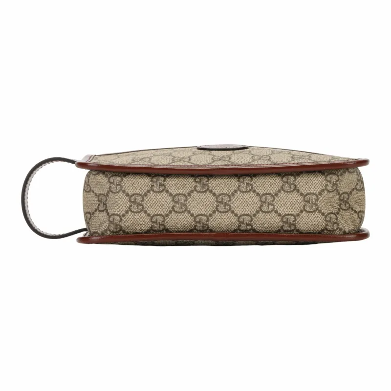 GUCCI Canvas With Leather Canvas Bag Toiletry Bag Travel Bag Clutch Women's Burgundy & Brown-5