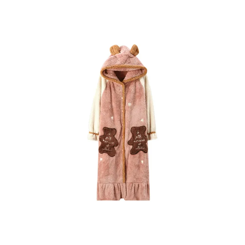 OUSHIBO Bath Robes Women's Pink-0