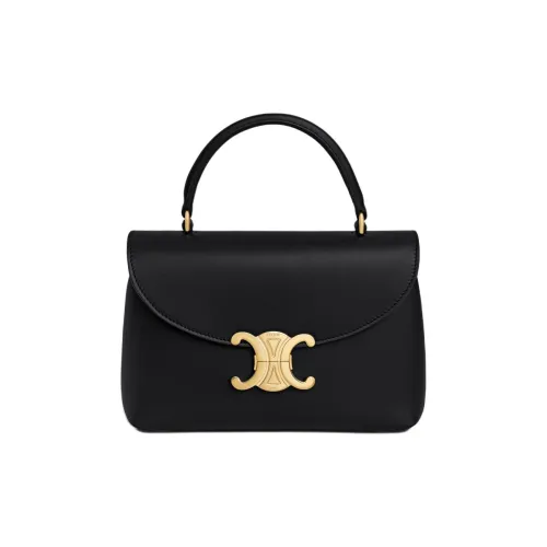 CELINE Cow Leather Shoulder Bag, Crossbody Bag, Handbag Women's Black