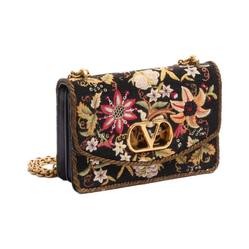 Valentino Floral Embroidery Crossbody Bag Shoulder Bag Women's Multicolor-1