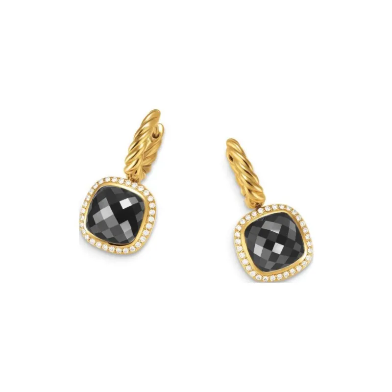 David Yurman 18kt Yellow Gold Albion Onyx And Diamond Earrings 26.3mm-2