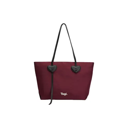 Tagi. Pu Tote Bag, Shopping Bag, Shoulder Bag Regular Women's Wine Heart