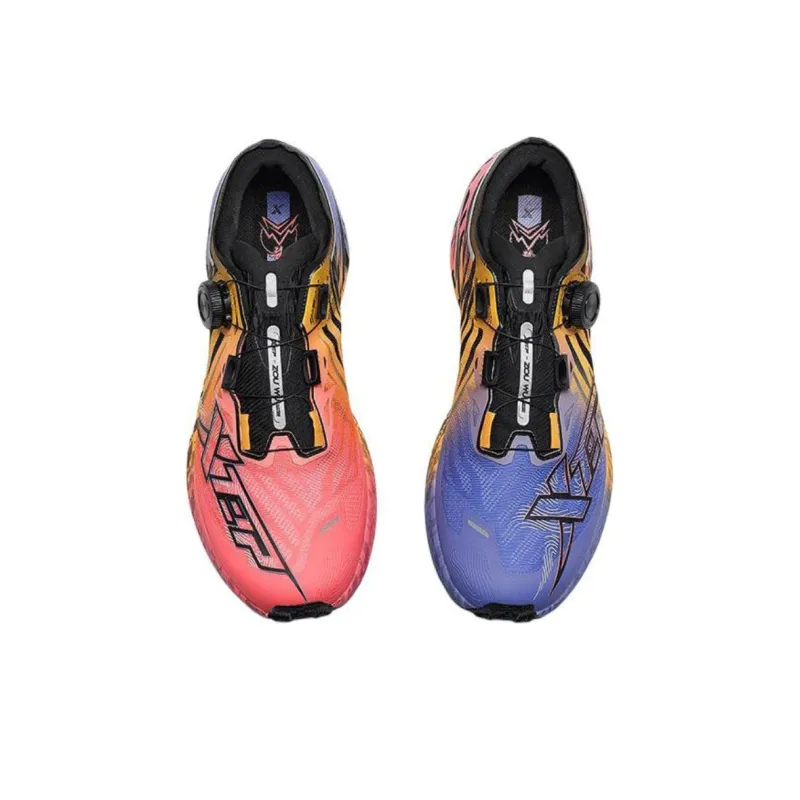XTEP Running Shoes Men Low Top Black/Periwinkle Blue/Fluorescent Camellia Red-2