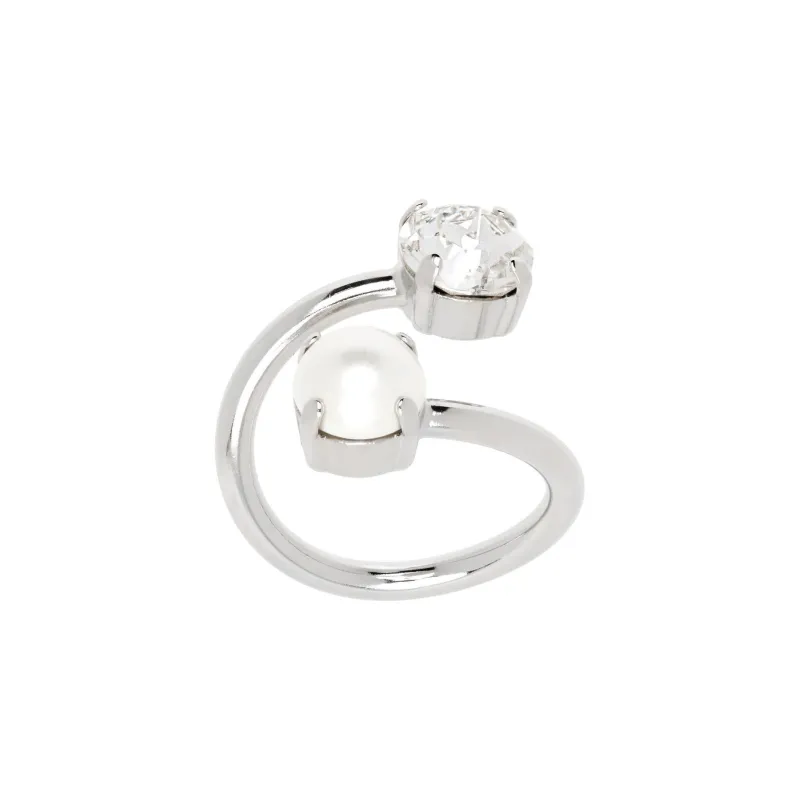 JUSTINE CLENQUET Brass Palladium-Plated Crystal Rings Women's Silver-1