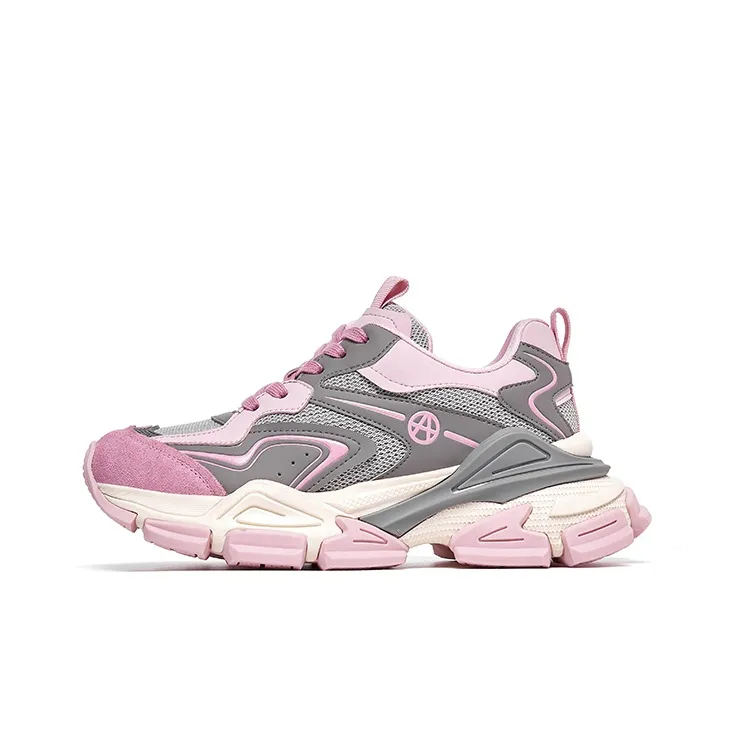 Acupuncture Abrasion Resistant Low Top Chunky Sneakers Women's Pink-0