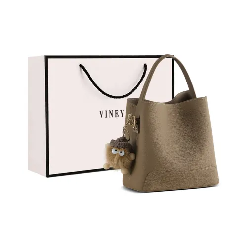 VINEY Cow Leather Shoulder Bag Crossbody Bag Bucket Bag Regular Women's Elephant Gray