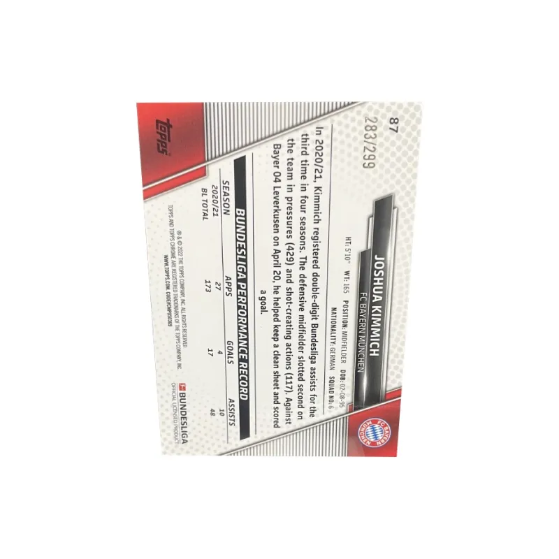 Topps Bundesliga CHROME Germany Bayern Kimmich TOPPS Kimmich Player Card Product Pass Sports Cards 1 Pc-1