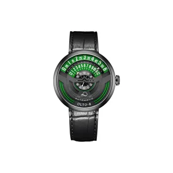 OLTO 8 UFO Series Wrist Watch Automatic Mechanical Movement Genuine Leather Strap Green Dial Men's Watches