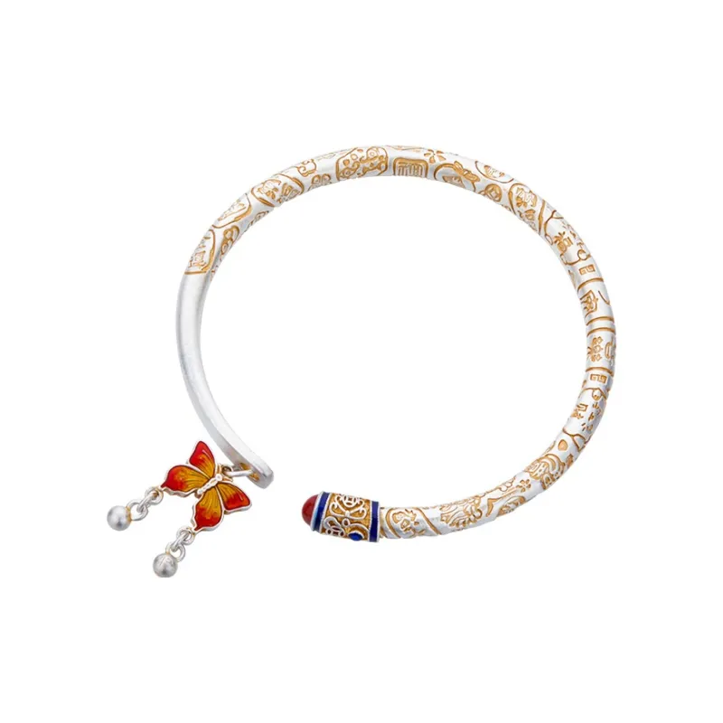 Shunqin Silver Building 999 Fine Silver Bangles Women's-0